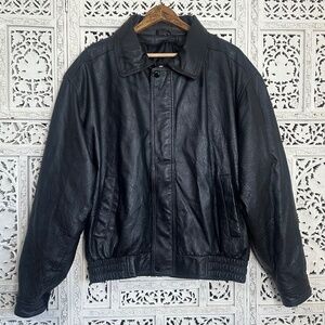 Vintage Charles Klein Black Leather Grunge Moto Biker Jacket Sz XL